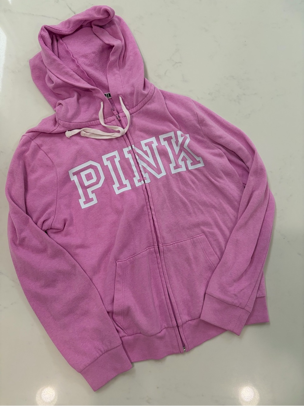 Victoria’s Secret PINK Varsity Spellout Full Zip Hoodie Pink S